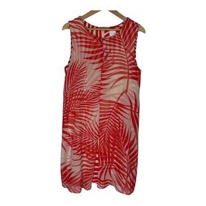 Chico's Tropic Palm Jersey Dress Sheer Chiffon Overlay Size 12 (Large) - Chico 2
